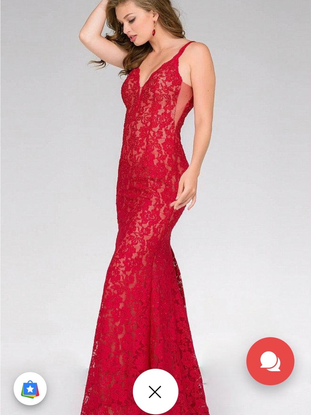 Jovani fitted Red Lace Mermaid Prom Dress Sz 4